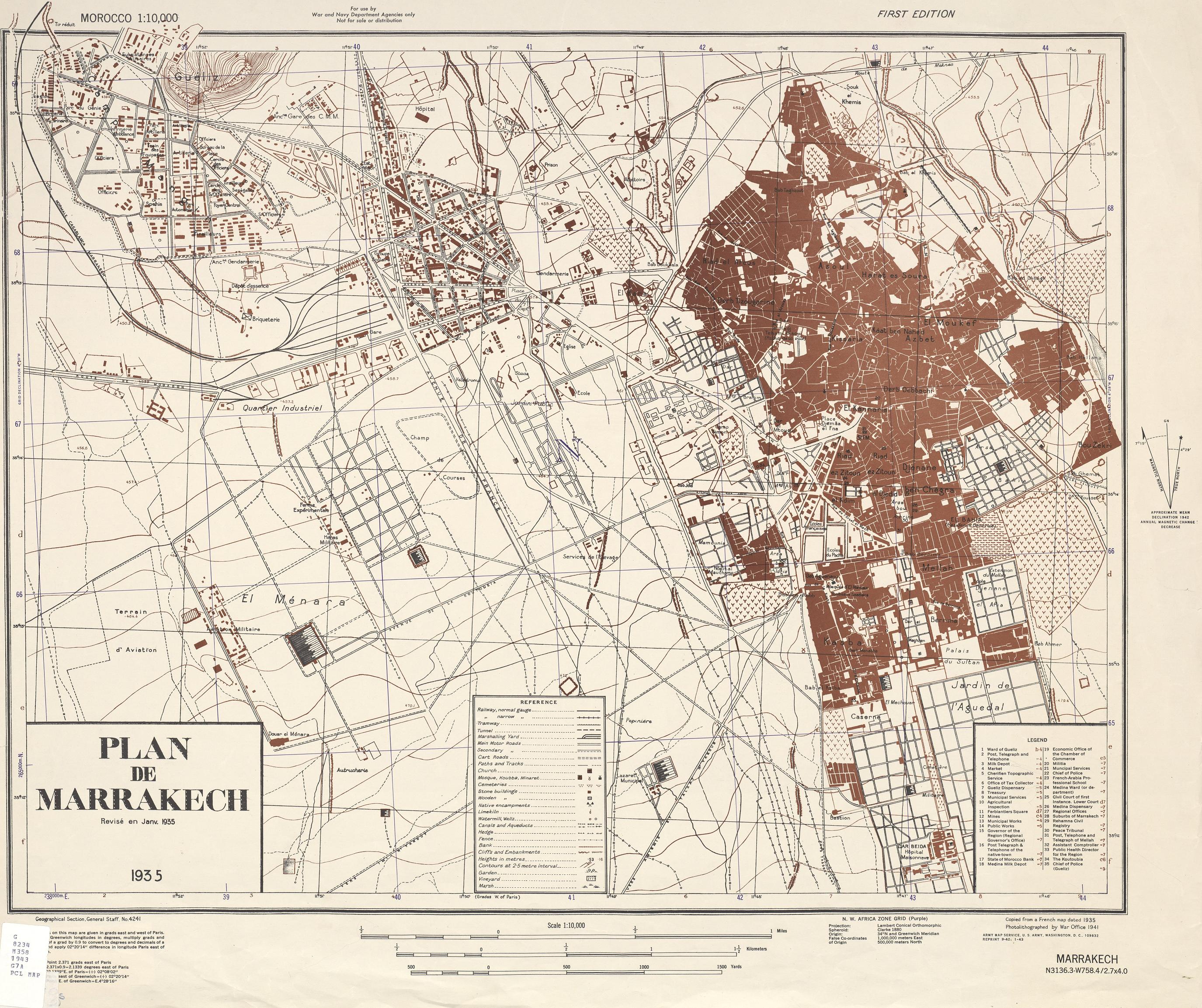 Cartes Plans de Marrakech | Ancienne Carte 1935