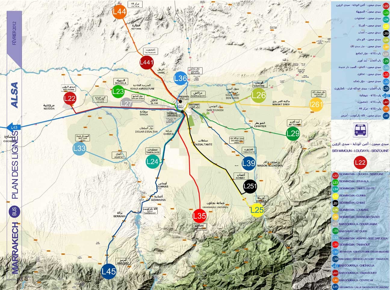 Cartes Plans de Marrakech | Réseau de Bus Périurbain Ourika Agafay A Imprimer