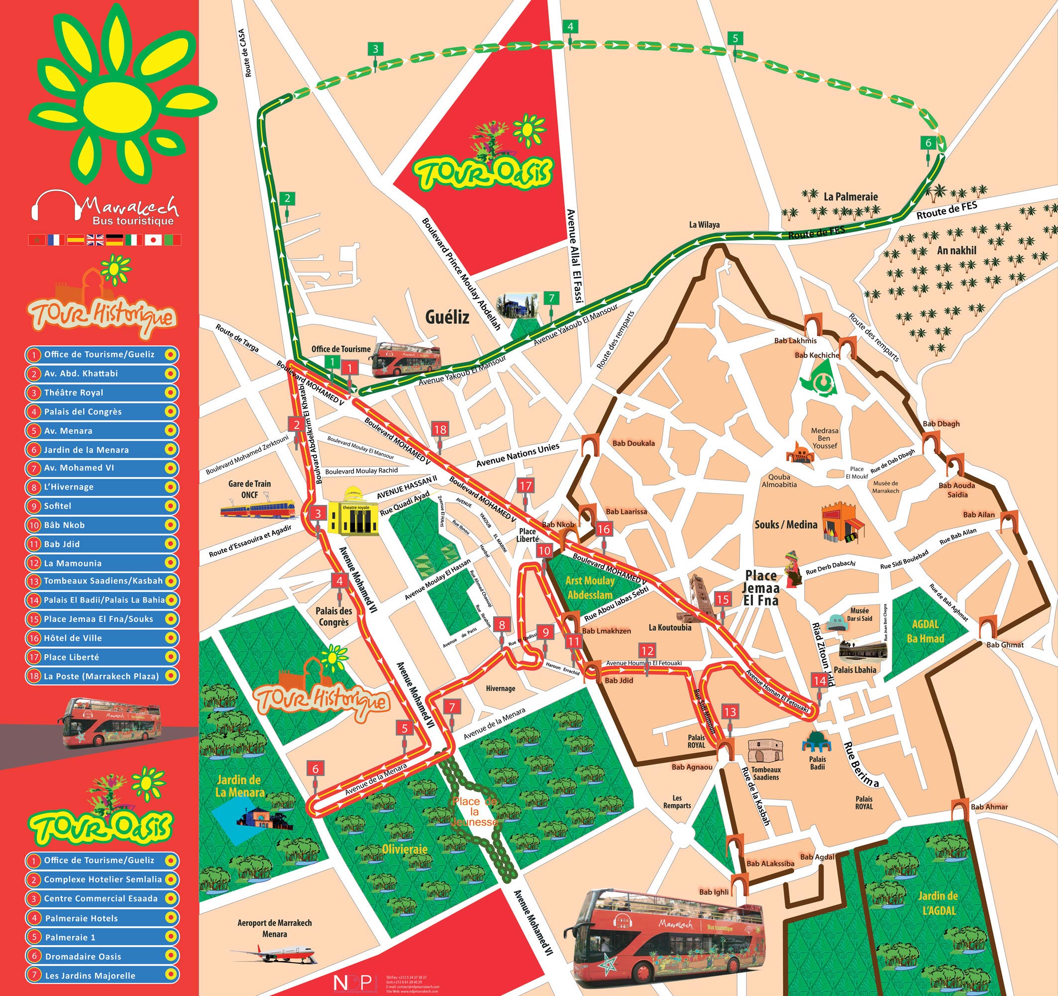 Cartes Plans de Marrakech | Bus Touristique Rouge 24h A Imprimer