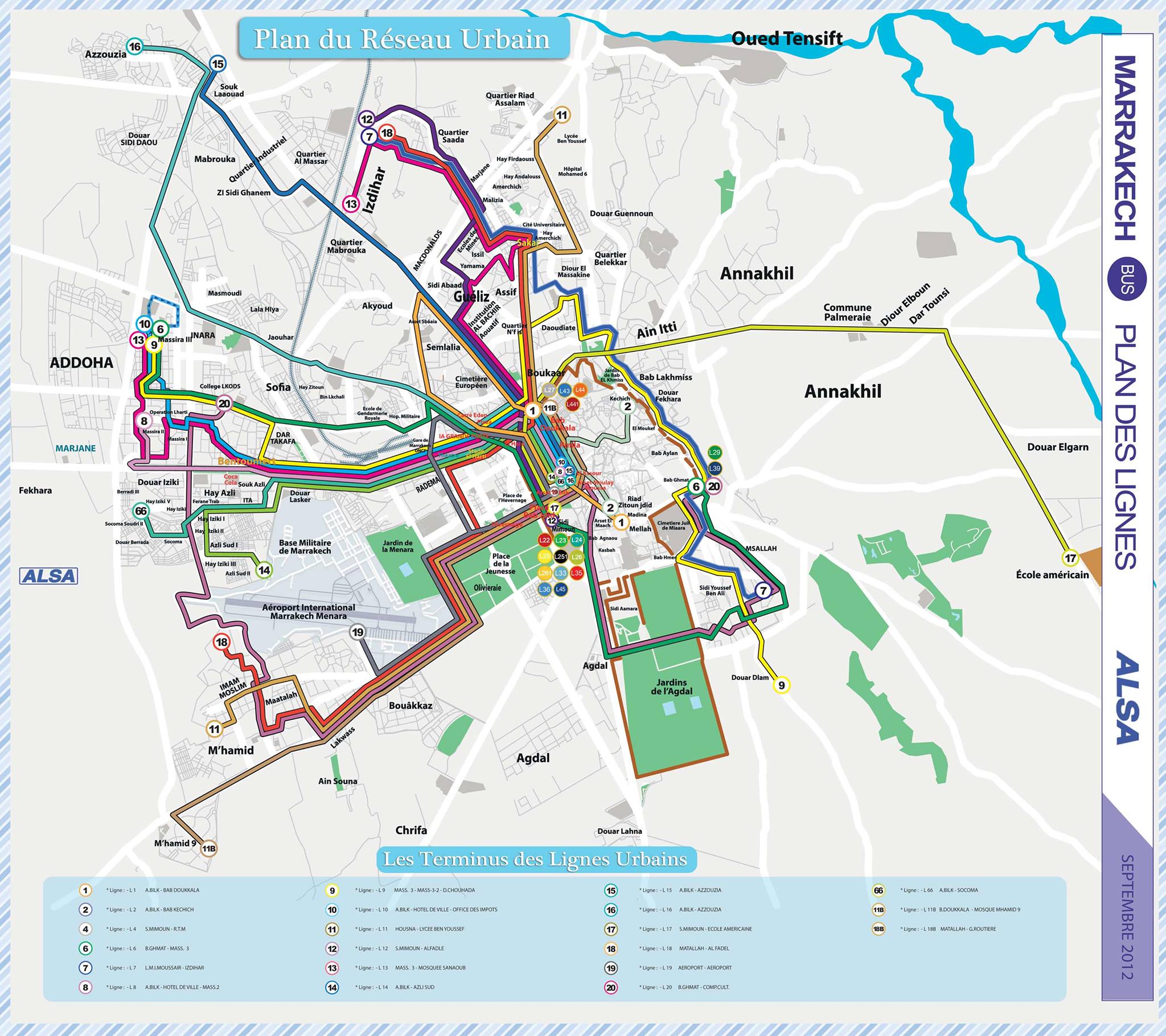 Cartes Plans de Marrakech | Réseau de Bus A Imprimer