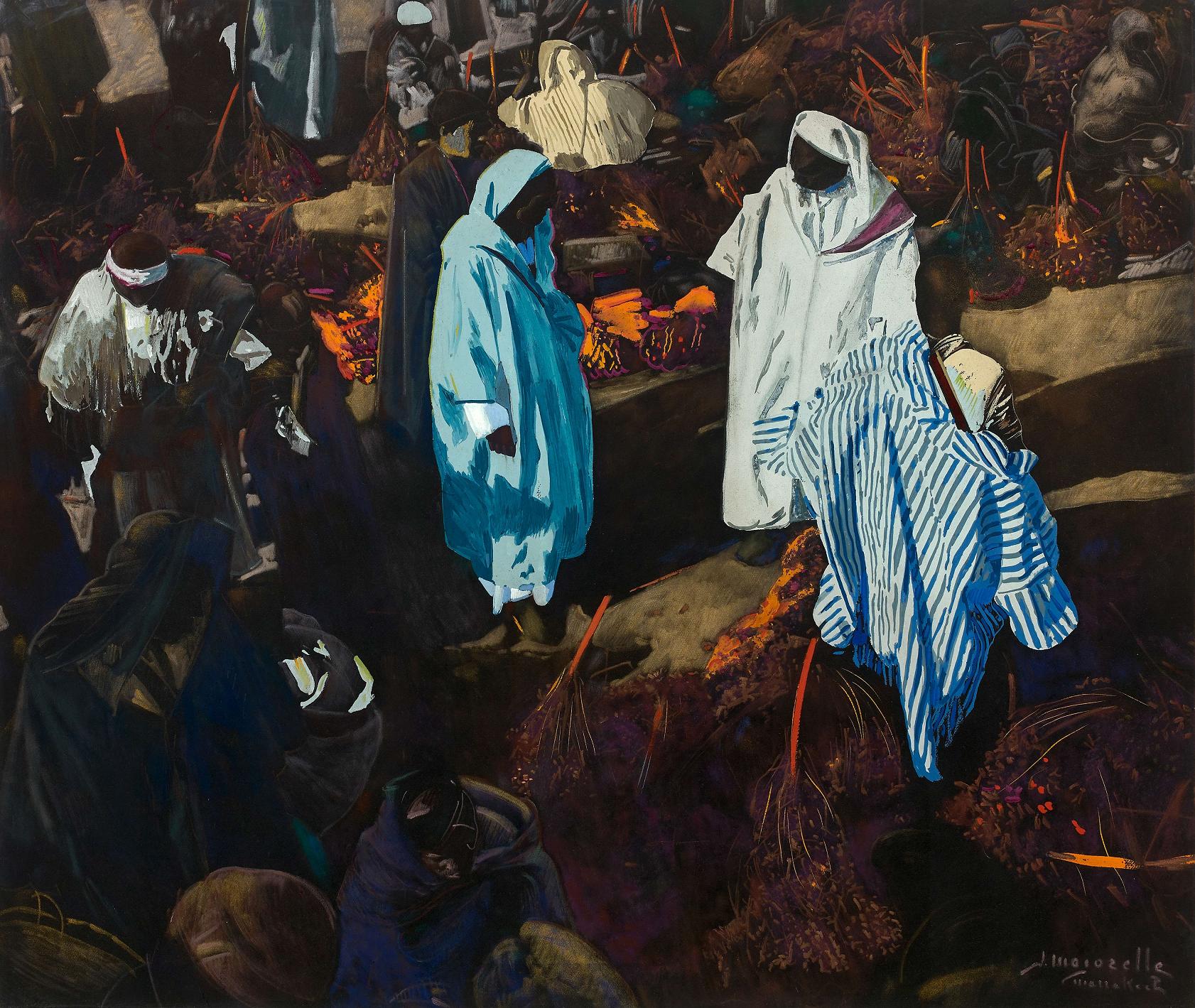 jacques majorelle - Marchands de Dattes dans le Souk - Marrakech