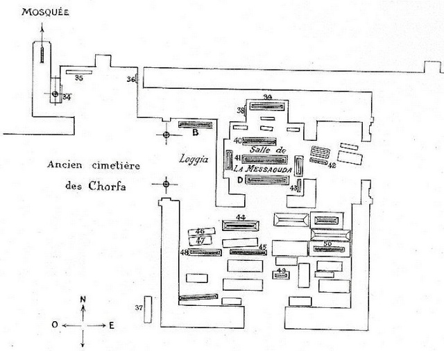 plan tombeaux Saadiens - Mausolée Koubba de Lalla Massouda