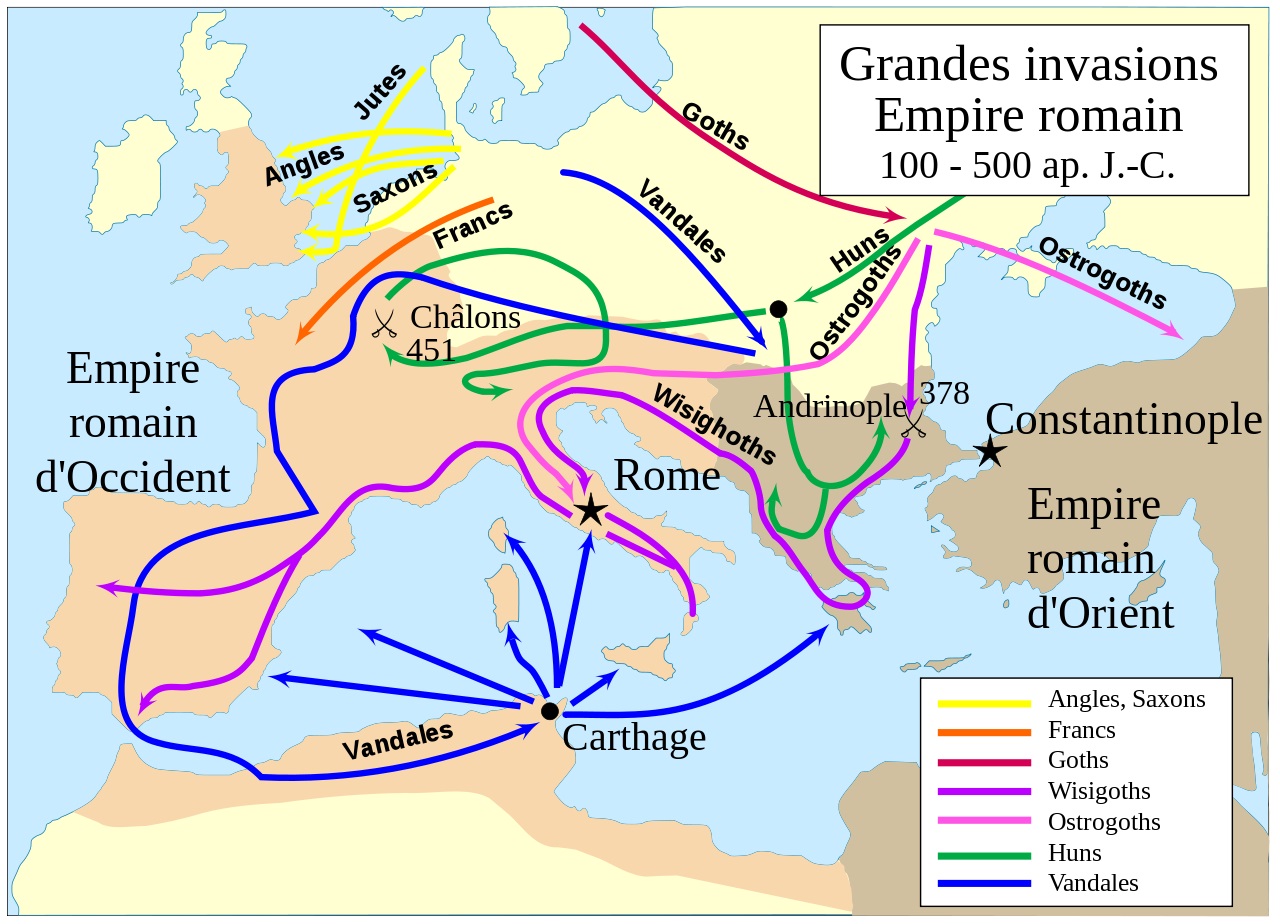Grandes invasions Barbares - du 4e au 5e siecle - Empire romain - © wiki