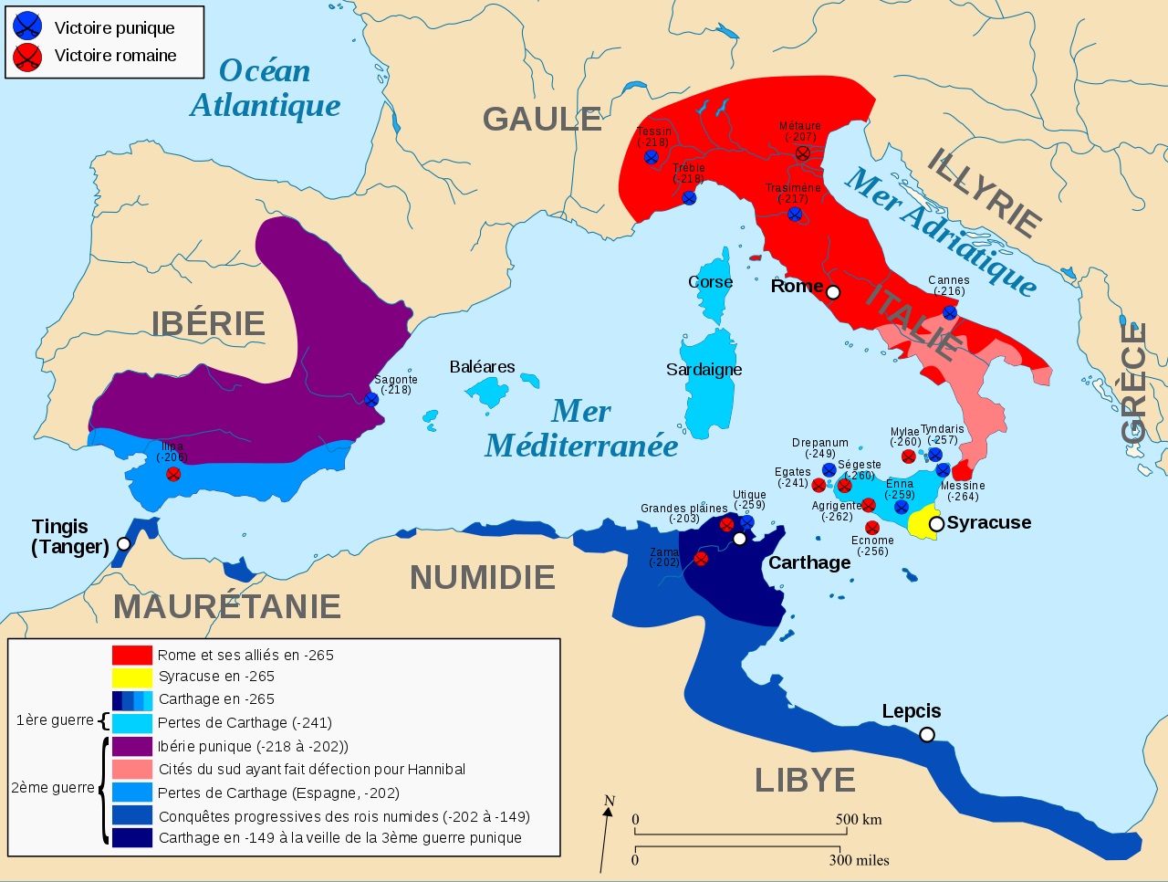 guerres Puniques Numidie 265-149 avt JC Rome Carthage